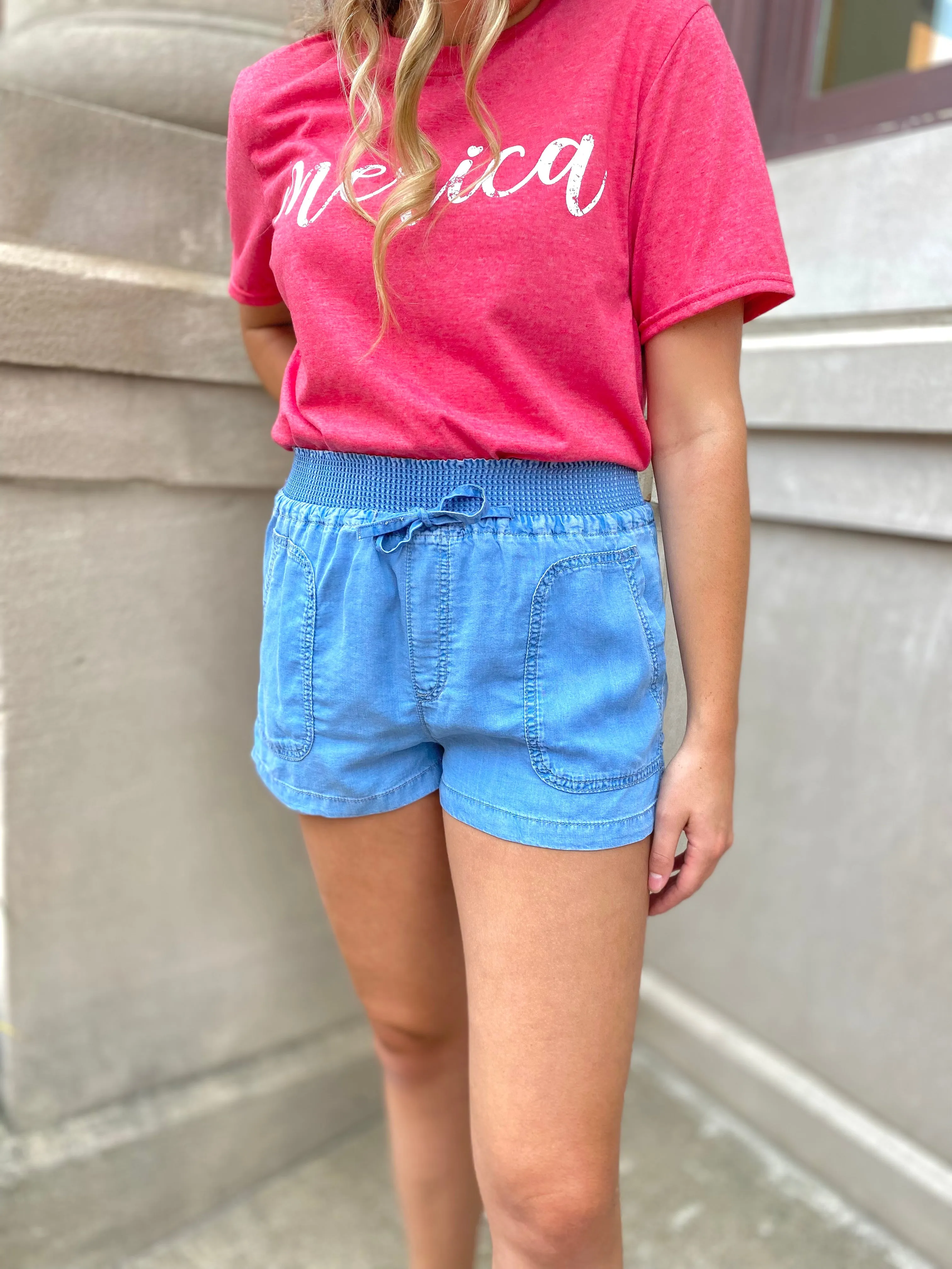 Blue Drawstring Short
