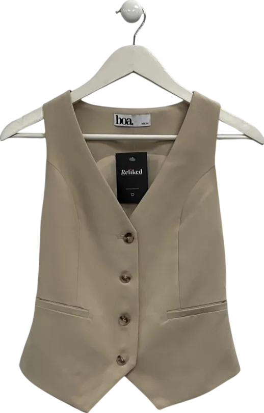 BOA Beige Classic Tailored Waistcoat UK XS