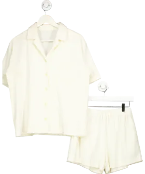 Bouguessa Cream Soft Cotton Shirt And Shorts Set UK S
