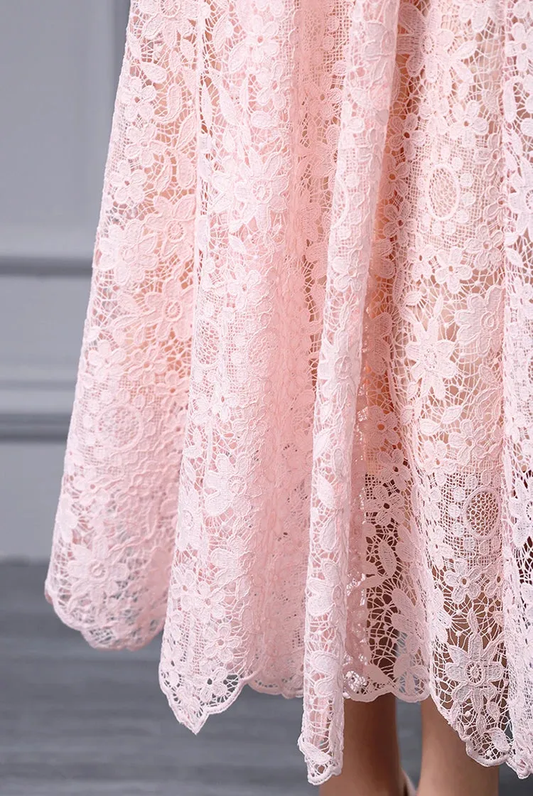 Briella Hook Flower Hollow Sashes High-Waisted Slim-Fit Ball Gown Dress