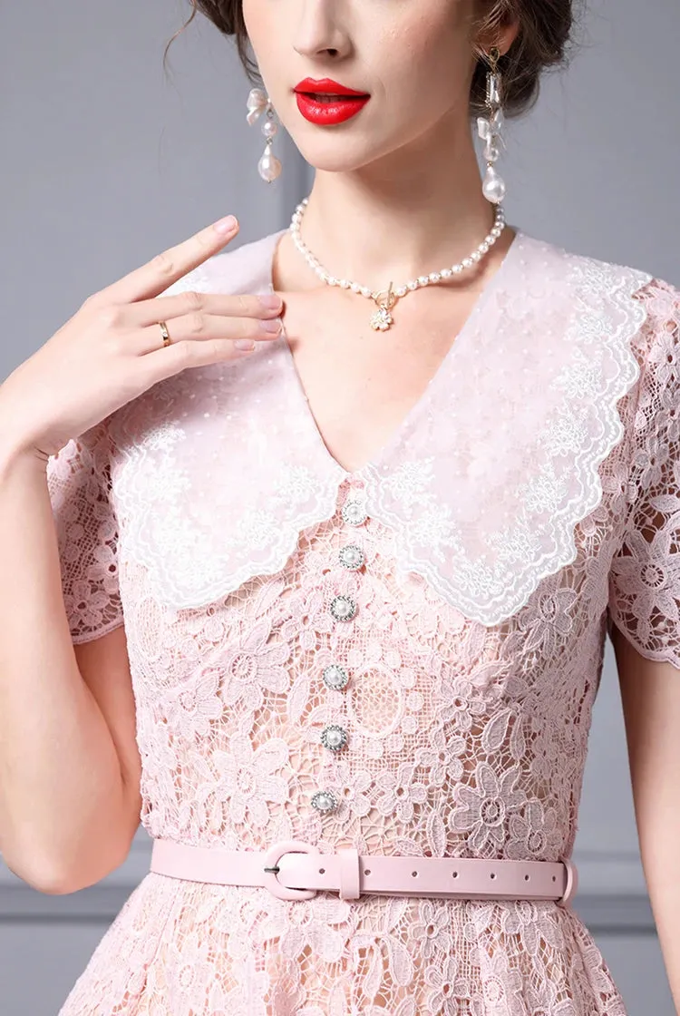 Briella Hook Flower Hollow Sashes High-Waisted Slim-Fit Ball Gown Dress
