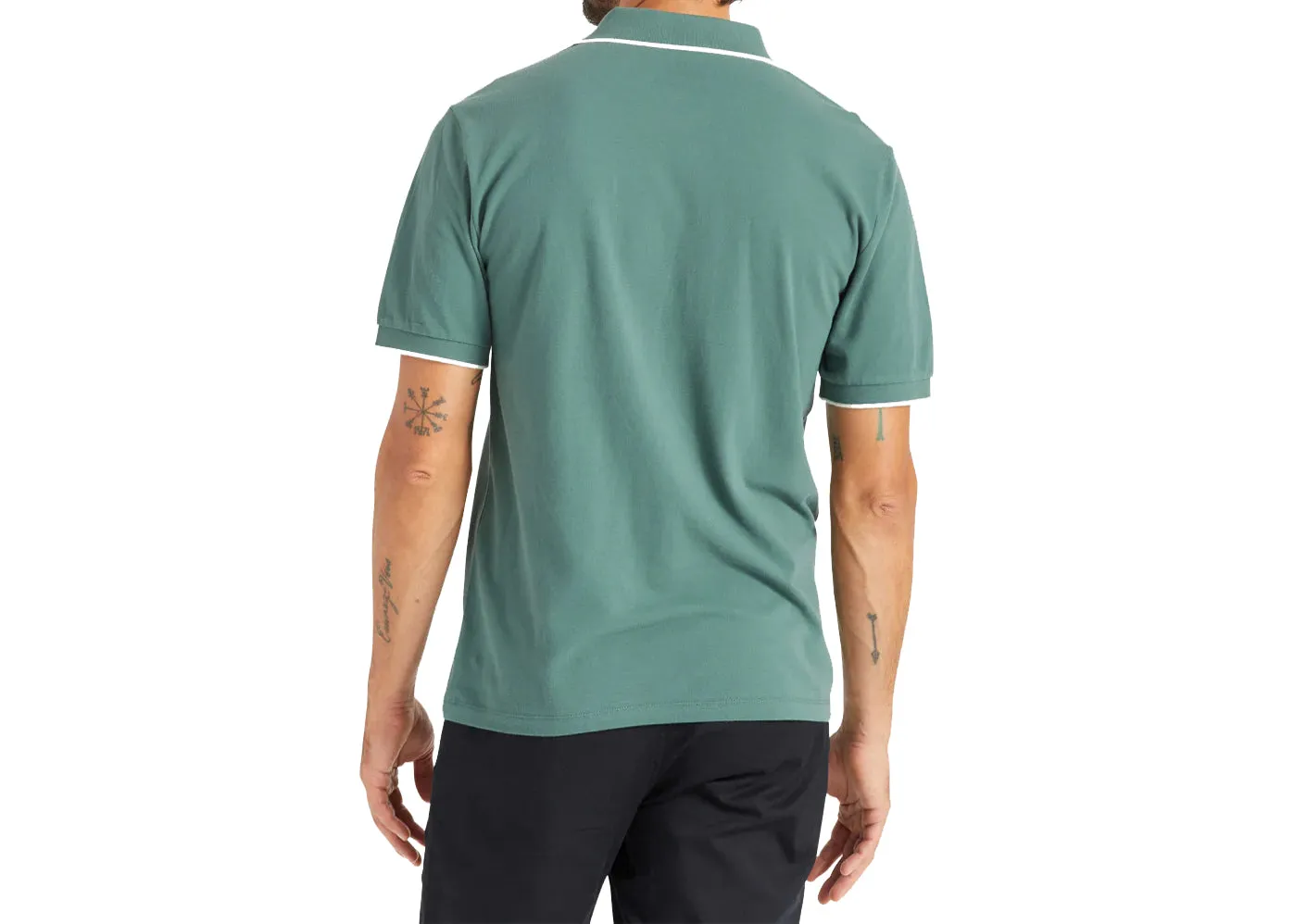 Brixton Proper Short Sleeve Polo Knit Dark Forest Off White