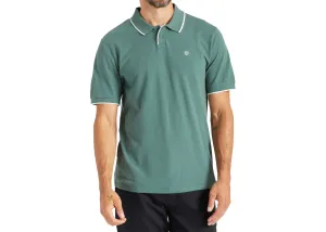 Brixton Proper Short Sleeve Polo Knit Dark Forest Off White