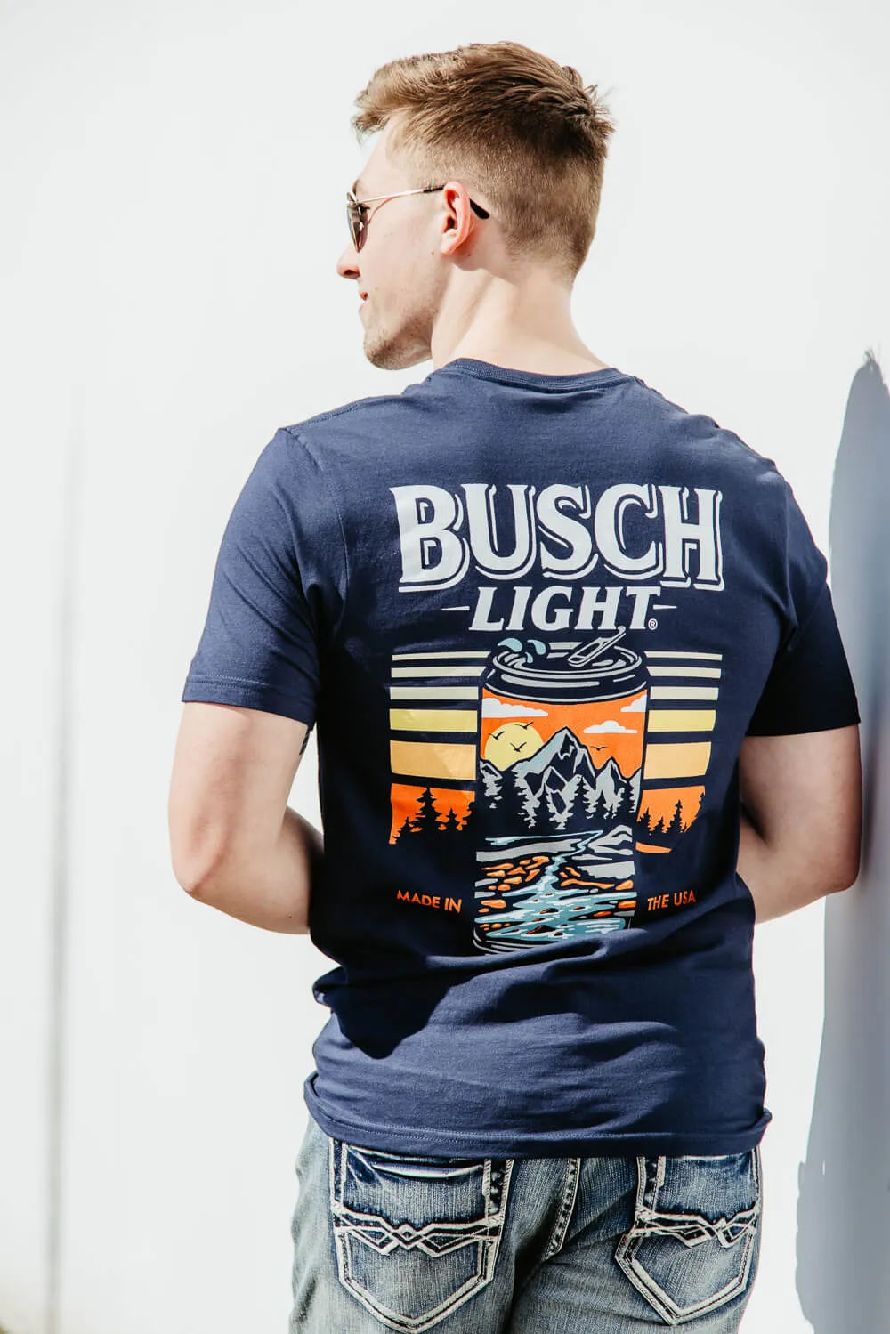 Busch Light Can T-Shirt for Men in Navy Blue | 3371-NAVY