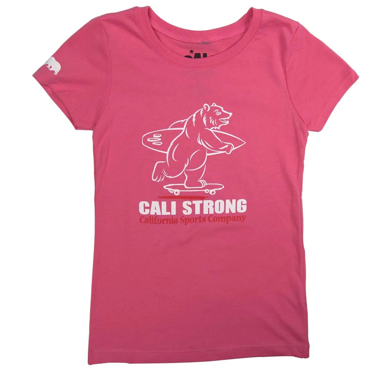 CALI Strong Boarding Bear Glow In the Dark T-shirt Hot Pink Kids