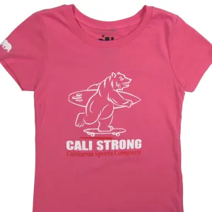 CALI Strong Boarding Bear Glow In the Dark T-shirt Hot Pink Kids