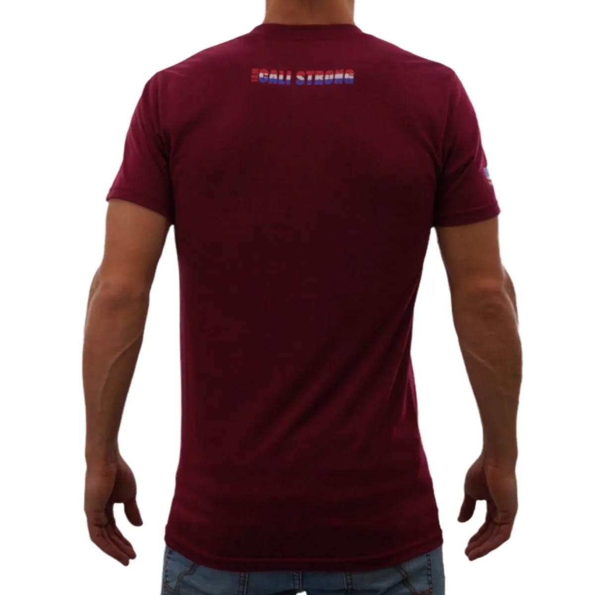 CALI Strong Crest Performance T-Shirt Burgundy Heather Glow in the Dark