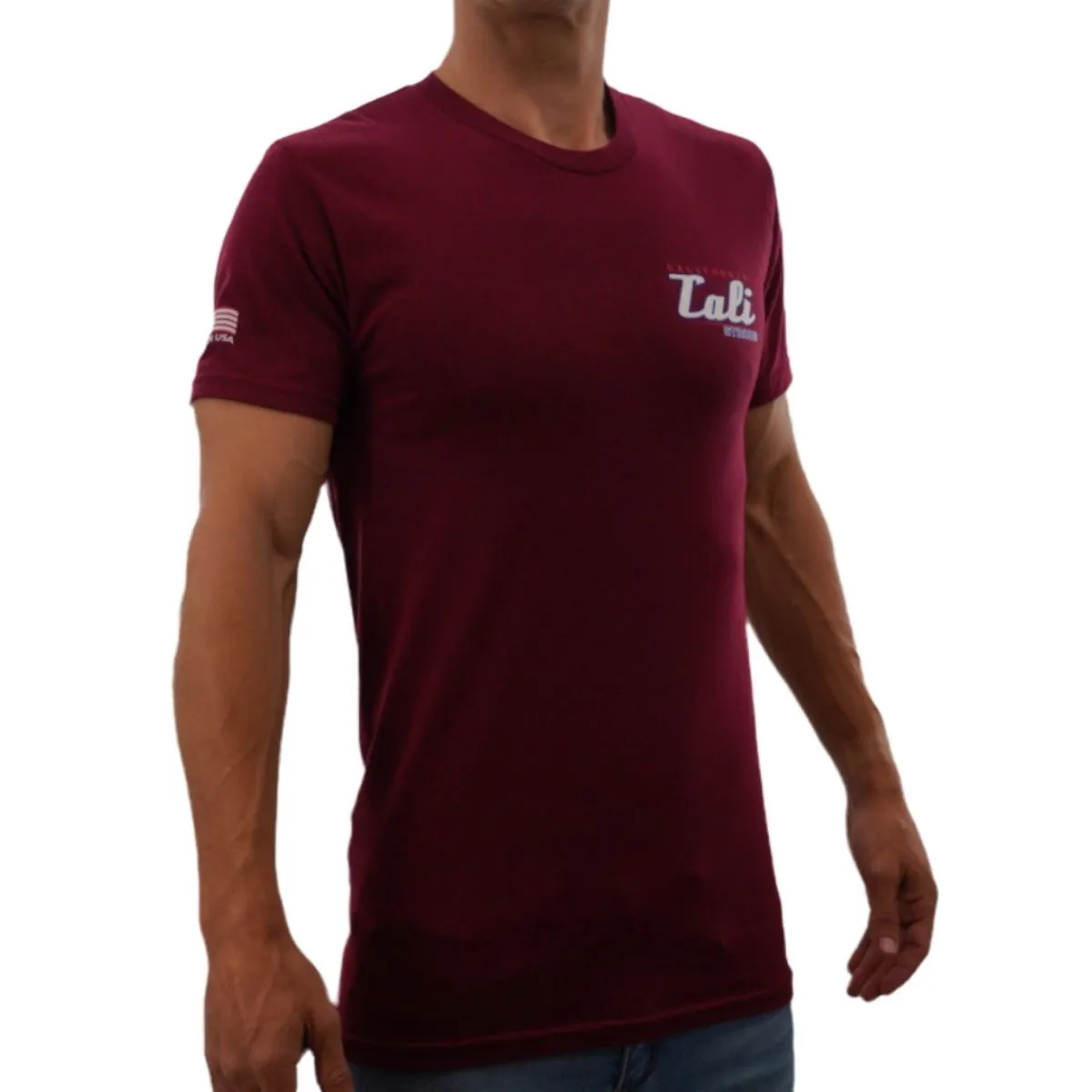 CALI Strong Crest Performance T-Shirt Burgundy Heather Glow in the Dark