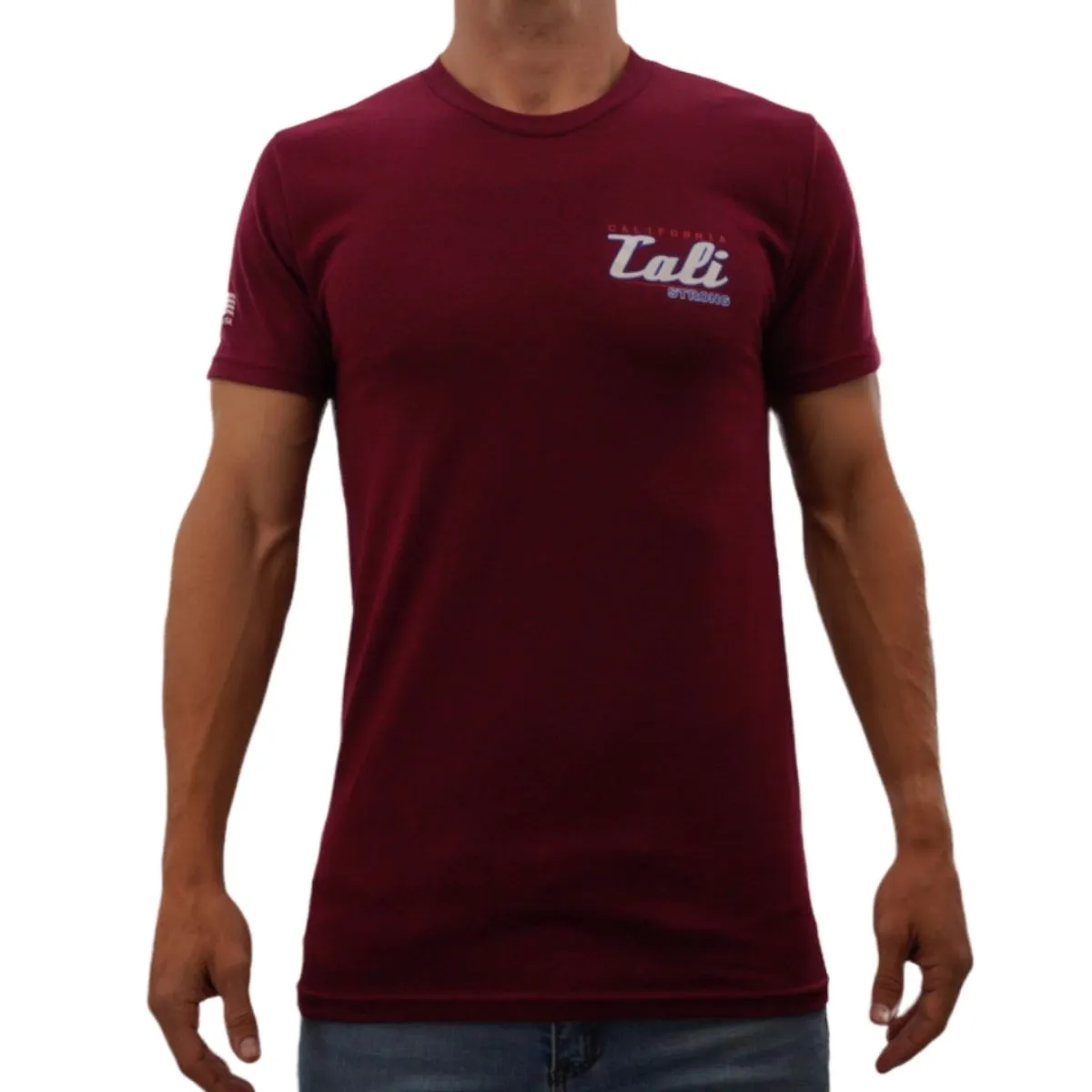 CALI Strong Crest Performance T-Shirt Burgundy Heather Glow in the Dark