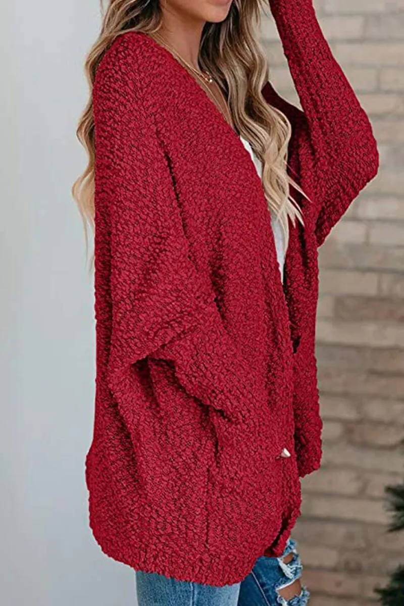 Casual Daily Solid Cardigan Cardigan Collar Sweaters(6 Colors)