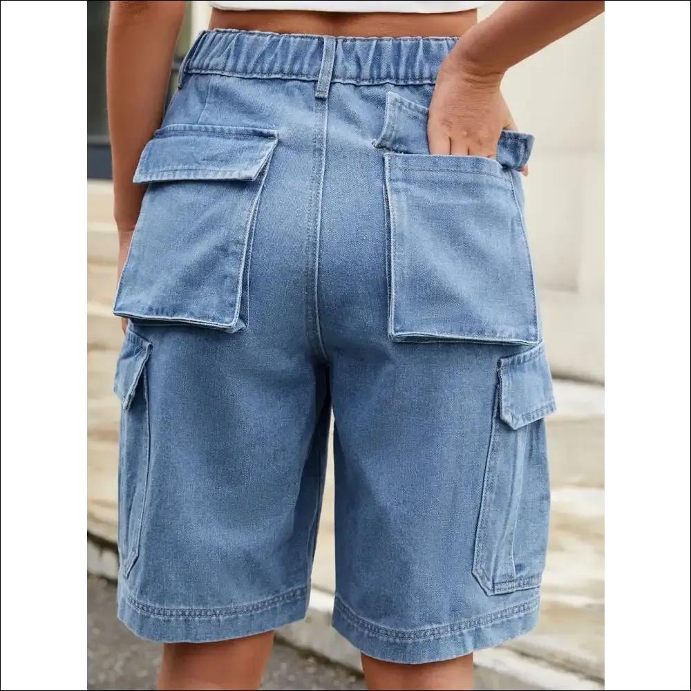 Chic High Waist Denim Shorts with Pockets