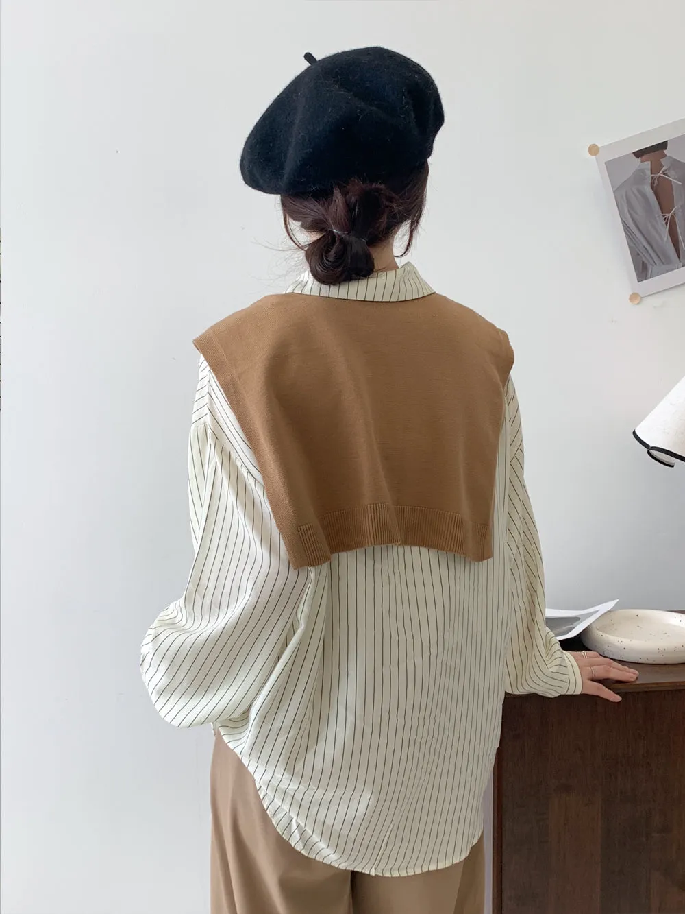 Chic Two-Piece Comfortable Seersucker Long Sleeve Shirt for Women