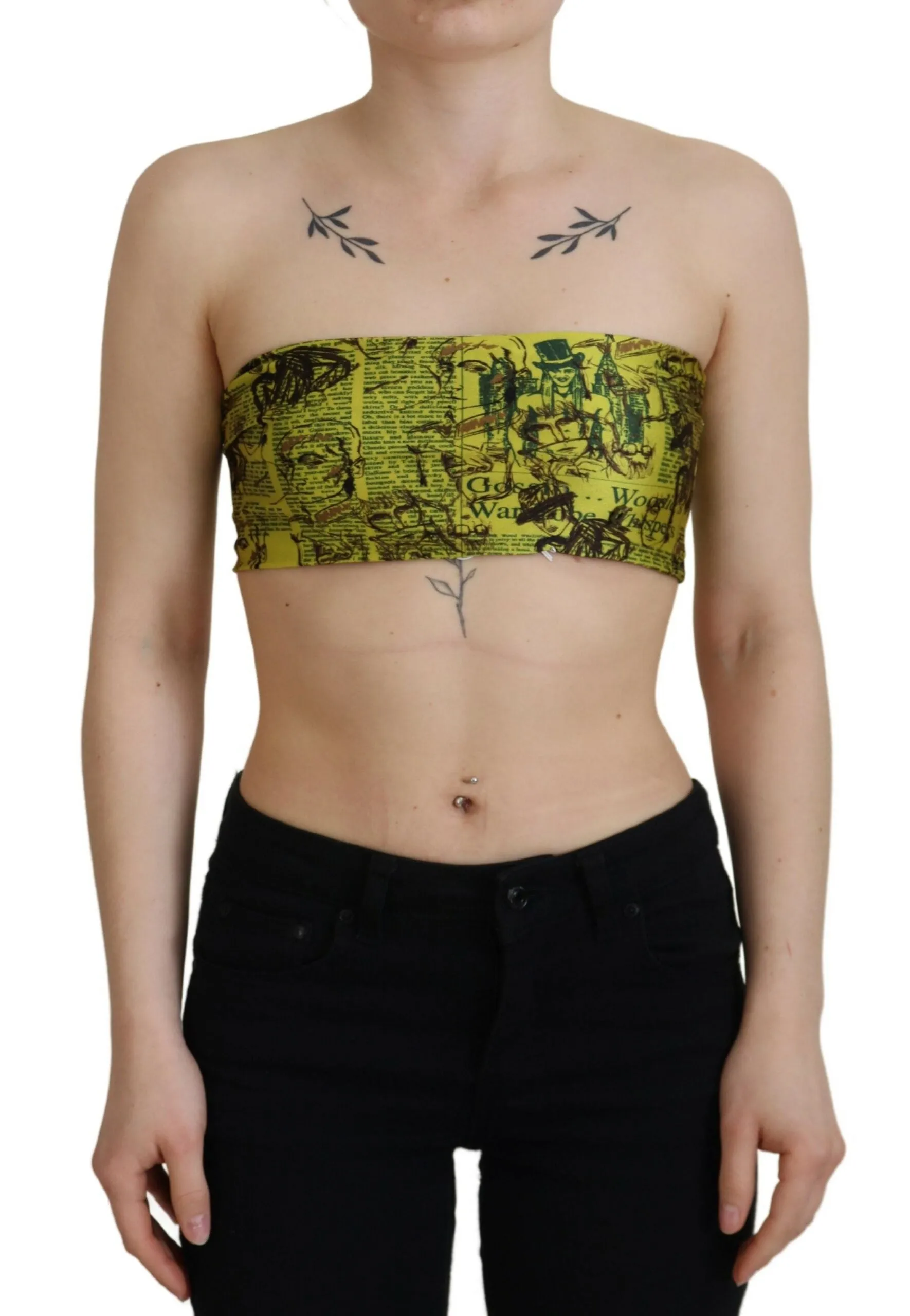 Chic Yellow Graphic Cropped Top