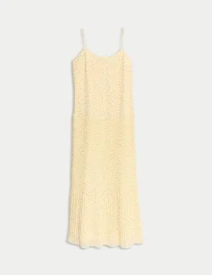 Chiffon Printed Scoop Neck Maxi Waisted Dress