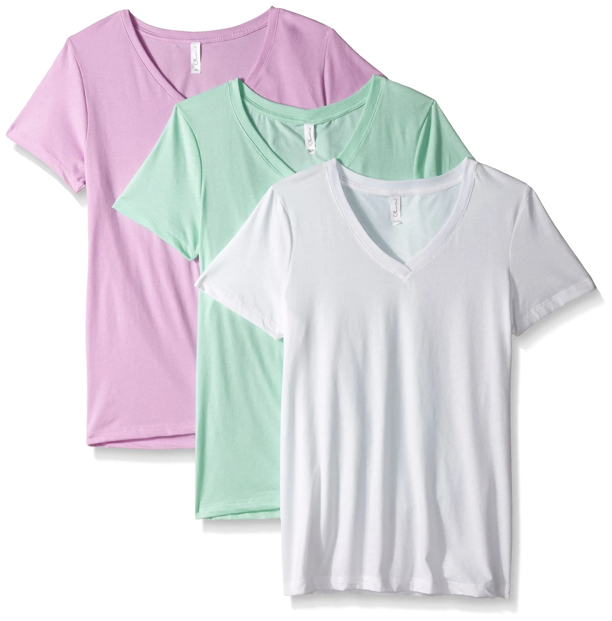 Clementine Women's Petite Plus Ideal V Neck Tee (Pack of 3)
