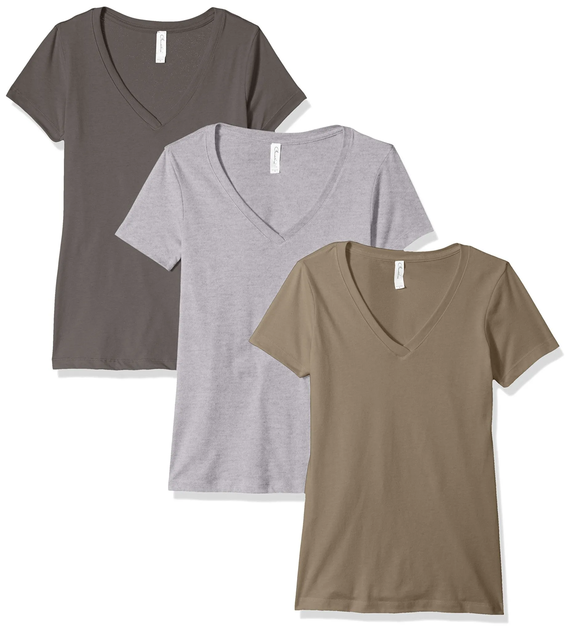 Clementine Women's Petite Plus Ideal V Neck Tee (Pack of 3)