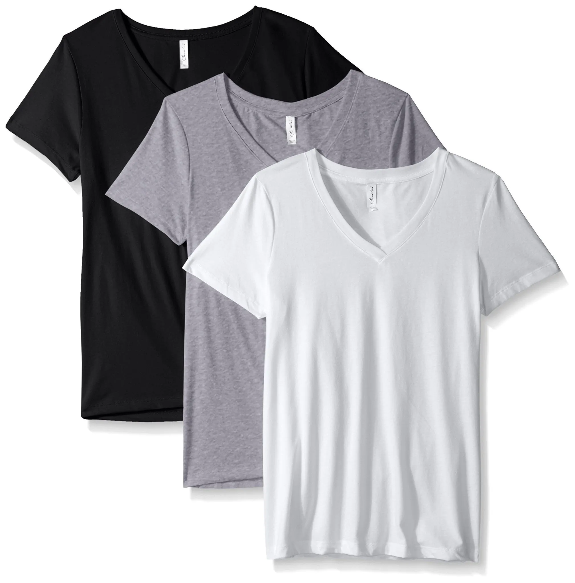 Clementine Women's Petite Plus Ideal V Neck Tee (Pack of 3)