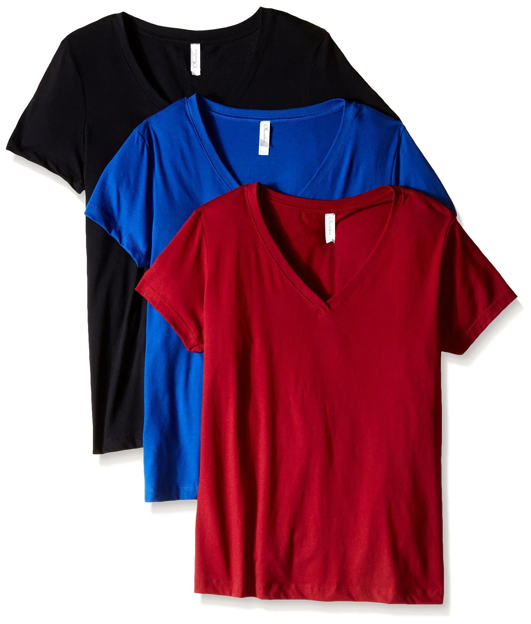 Clementine Women's Petite Plus Ideal V Neck Tee (Pack of 3)