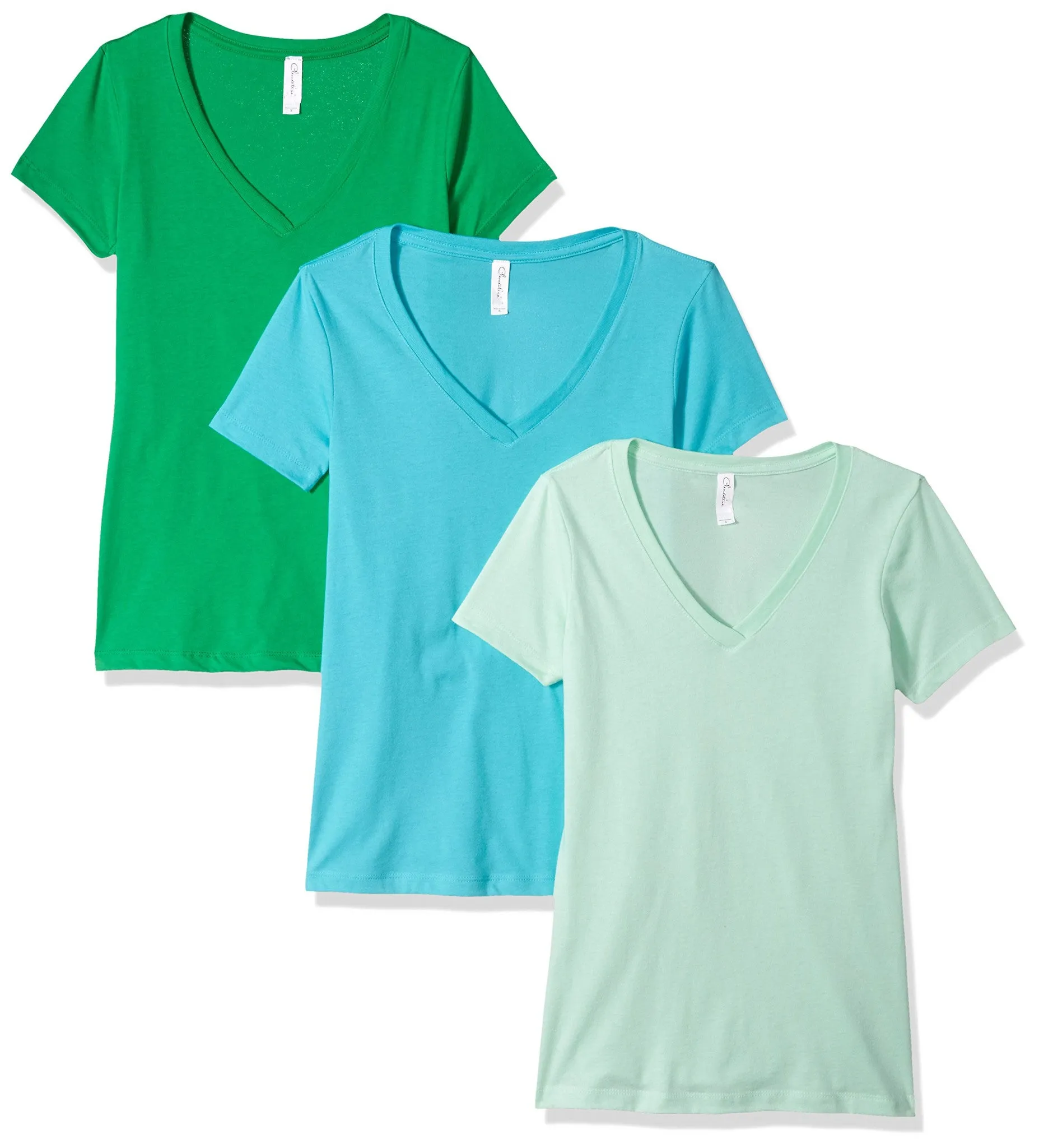 Clementine Women's Petite Plus Ideal V Neck Tee (Pack of 3)