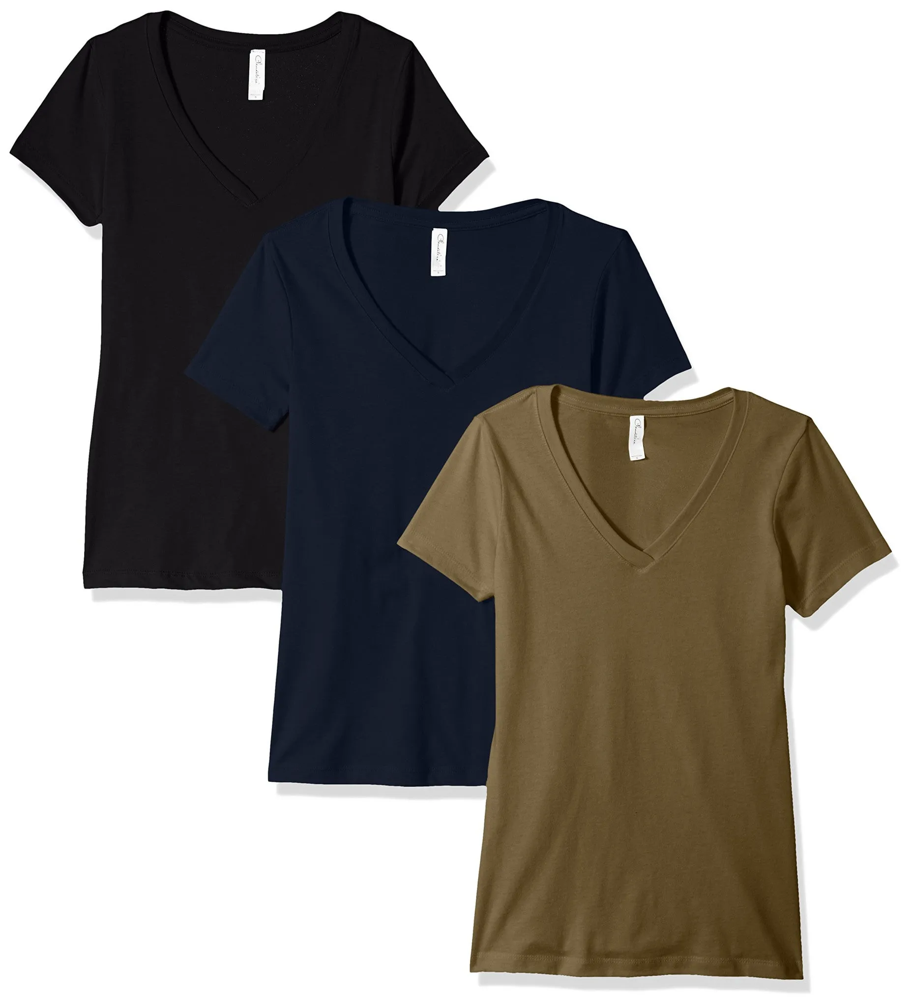 Clementine Women's Petite Plus Ideal V Neck Tee (Pack of 3)