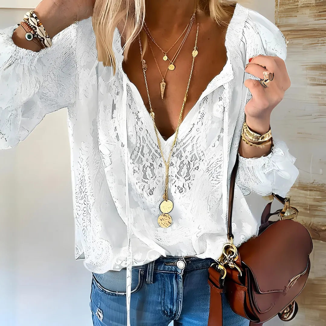 Clyara - Boho-Chic Damenbluse im Vintage-Stil