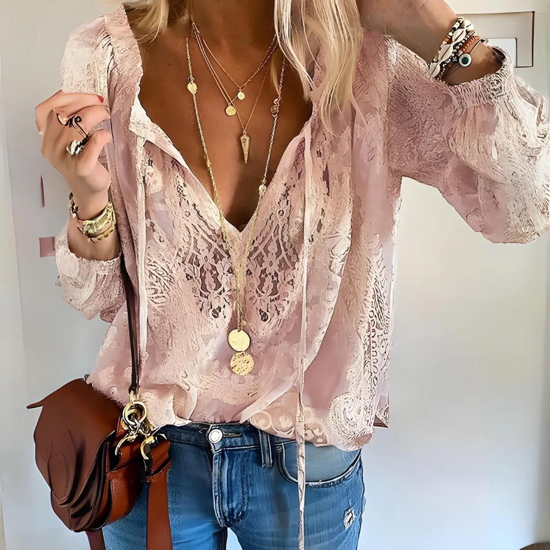 Clyara - Boho-Chic Damenbluse im Vintage-Stil