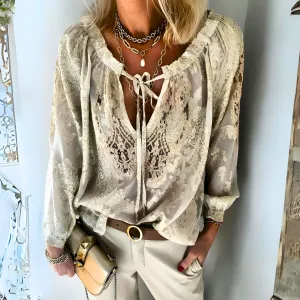 Clyara - Boho-Chic Damenbluse im Vintage-Stil