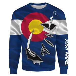 CO Fishing Fish Hook Colorado Flag Custom All over print Sweatshirt personalized fishing gifts for Fishing lovers - HPW49