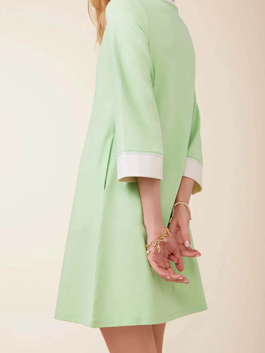 Contrast Collar V-neck Side Slit Dress