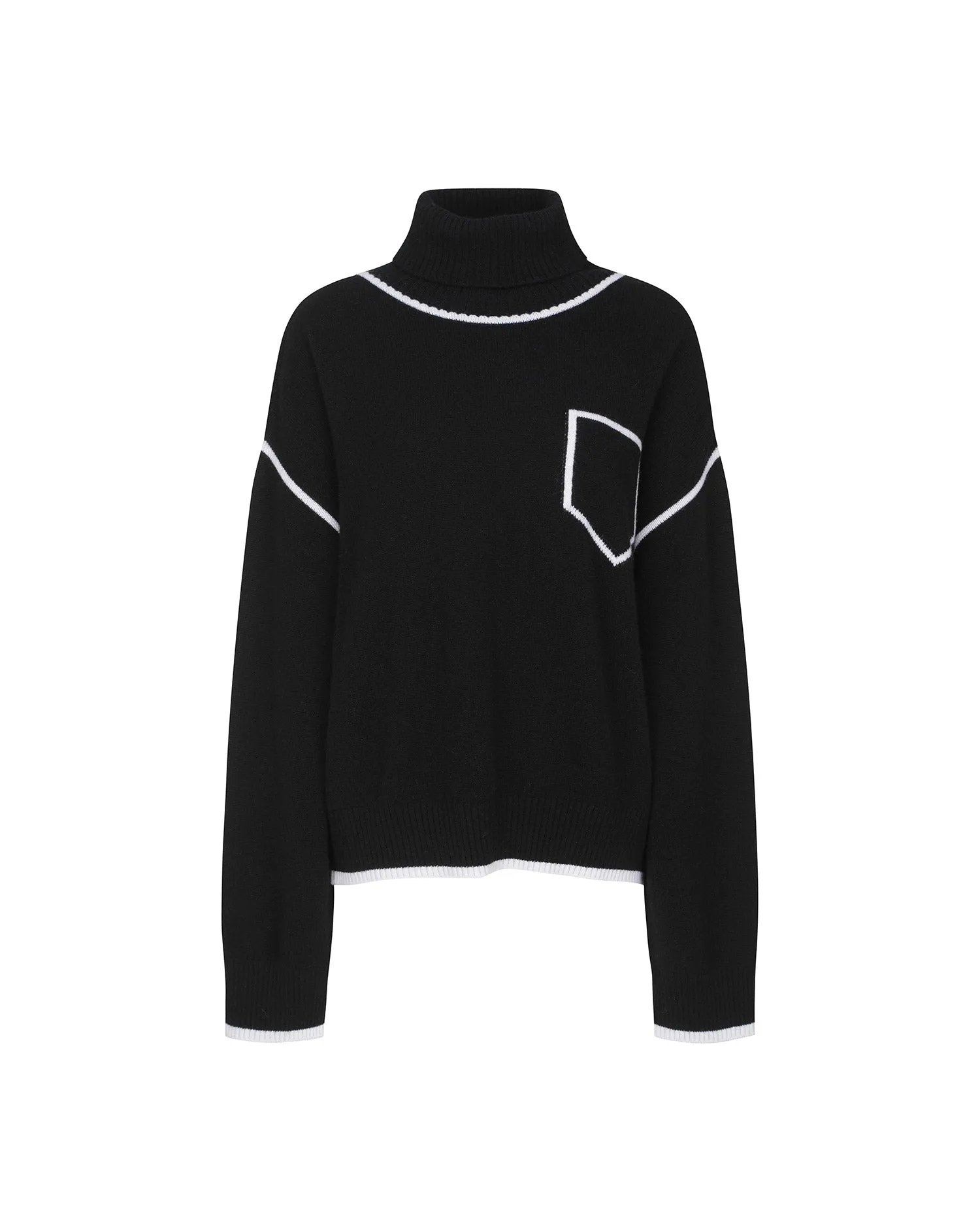Contrast Line Turtleneck
