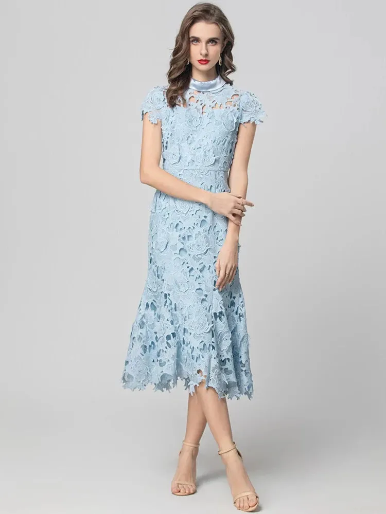 Cosima Hollow Out Water-Soluble Floral Dress