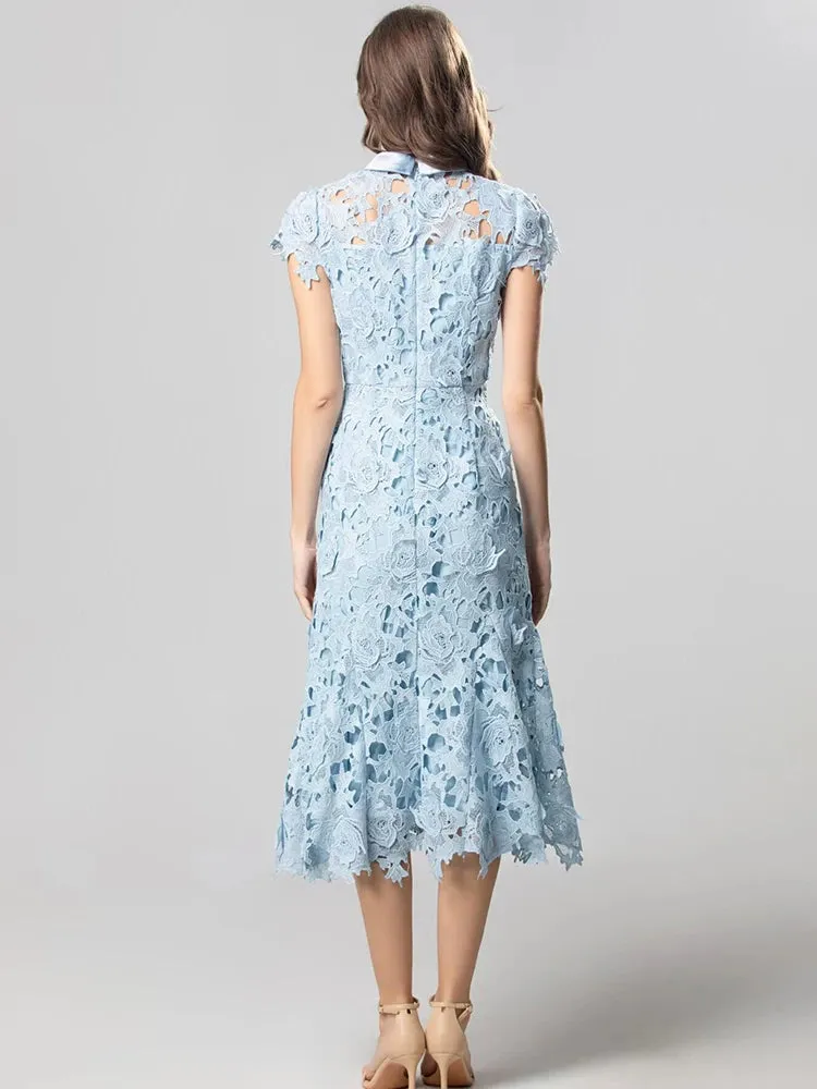 Cosima Hollow Out Water-Soluble Floral Dress