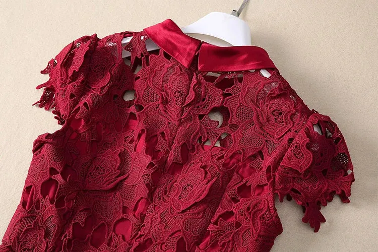 Cosima Hollow Out Water-Soluble Floral Dress