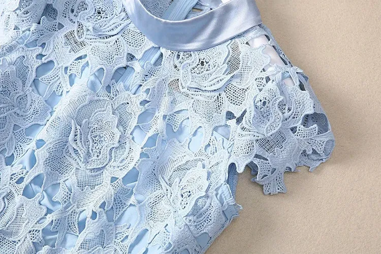Cosima Hollow Out Water-Soluble Floral Dress