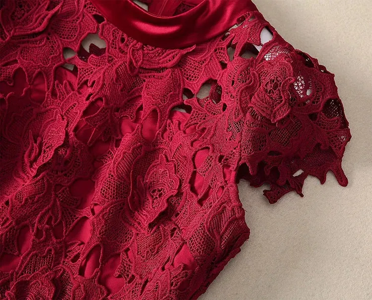 Cosima Hollow Out Water-Soluble Floral Dress