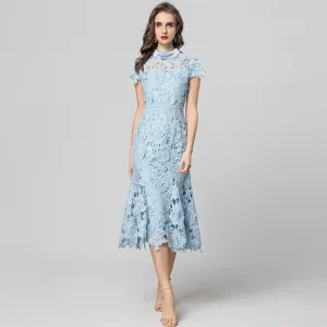 Cosima Hollow Out Water-Soluble Floral Dress