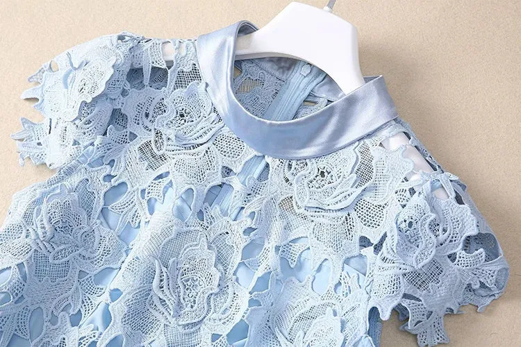 Cosima Hollow Out Water-Soluble Floral Dress