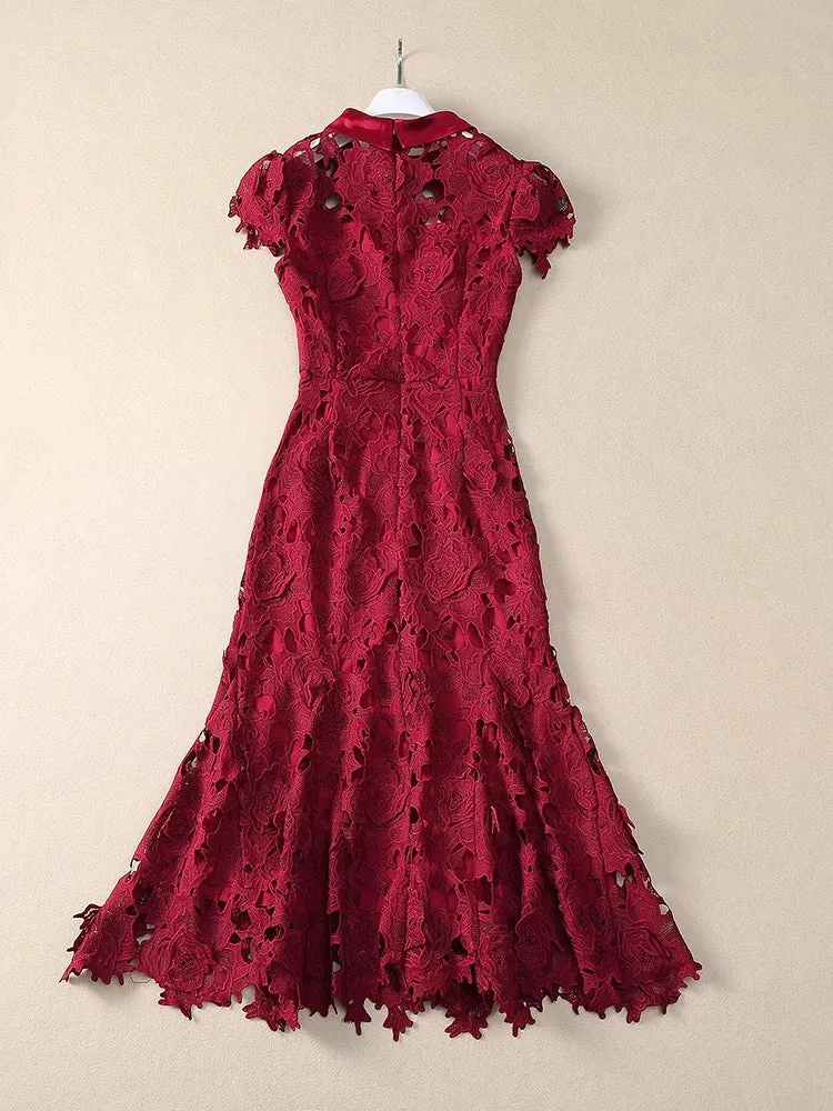 Cosima Hollow Out Water-Soluble Floral Dress