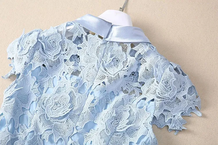 Cosima Hollow Out Water-Soluble Floral Dress