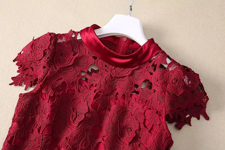 Cosima Hollow Out Water-Soluble Floral Dress