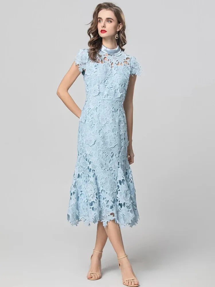 Cosima Hollow Out Water-Soluble Floral Dress