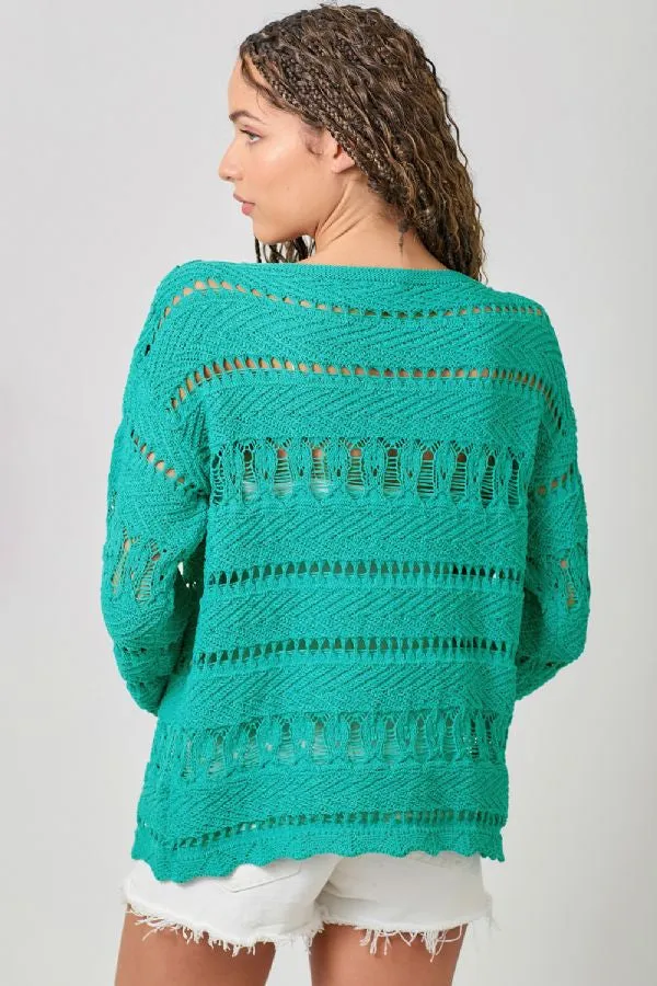 CROCHET PULLOVER SWEATER TOP
