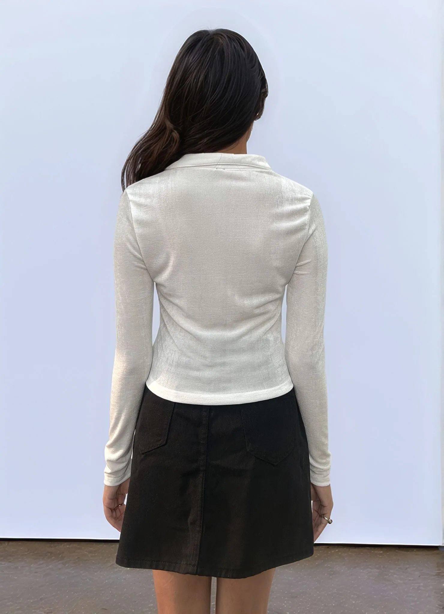 Cropped White Ruched Shirt