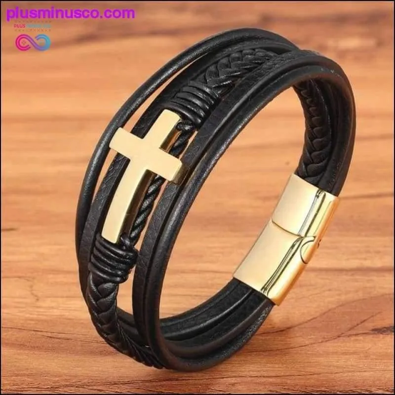 Cross Style Multi Layer Design Stainless Steel Fashion Men's