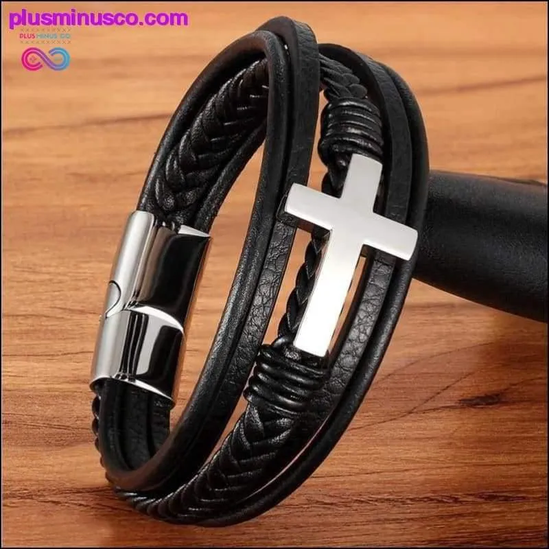 Cross Style Multi Layer Design Stainless Steel Fashion Men's