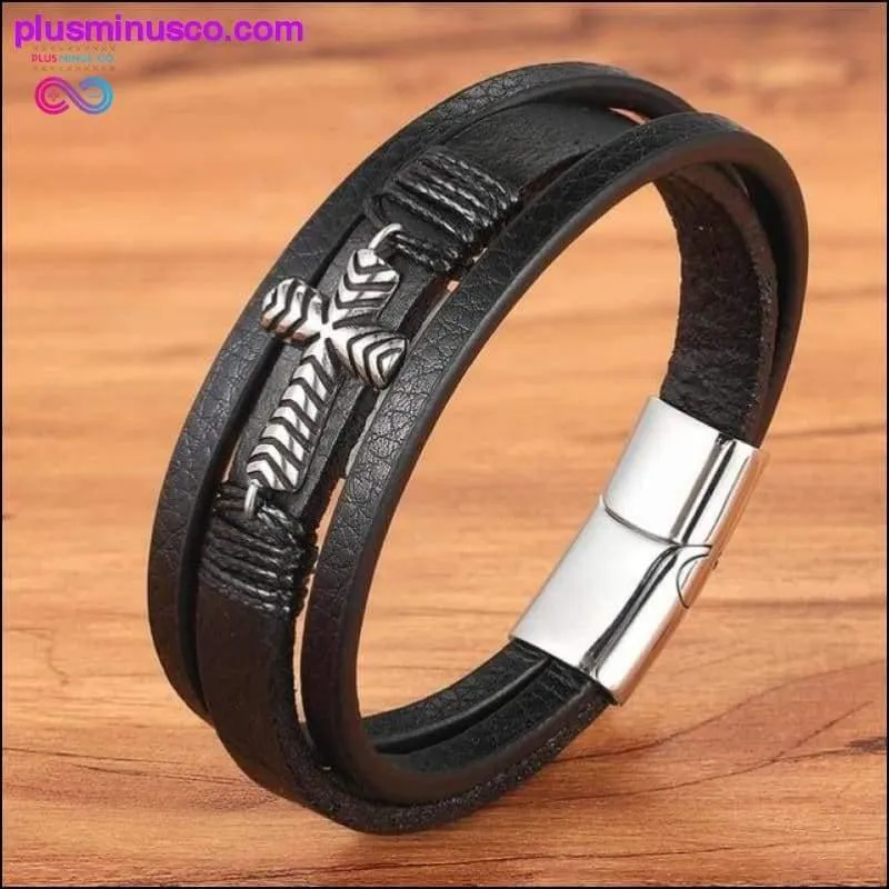 Cross Style Multi Layer Design Stainless Steel Fashion Men's