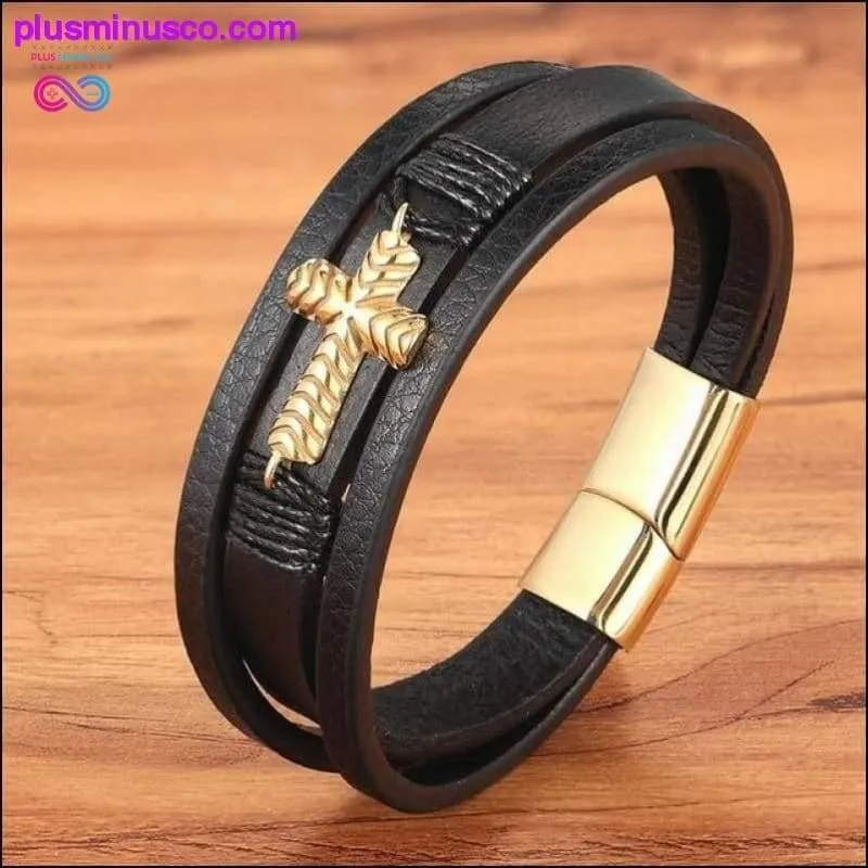 Cross Style Multi Layer Design Stainless Steel Fashion Men's