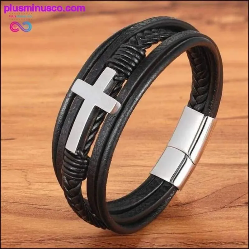 Cross Style Multi Layer Design Stainless Steel Fashion Men's