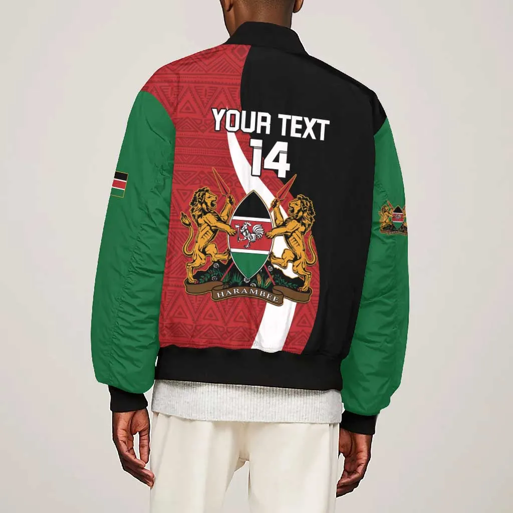 Custom Kenya Football Bomber Jacket Maasai Shield Coat Of Arms Style LT14