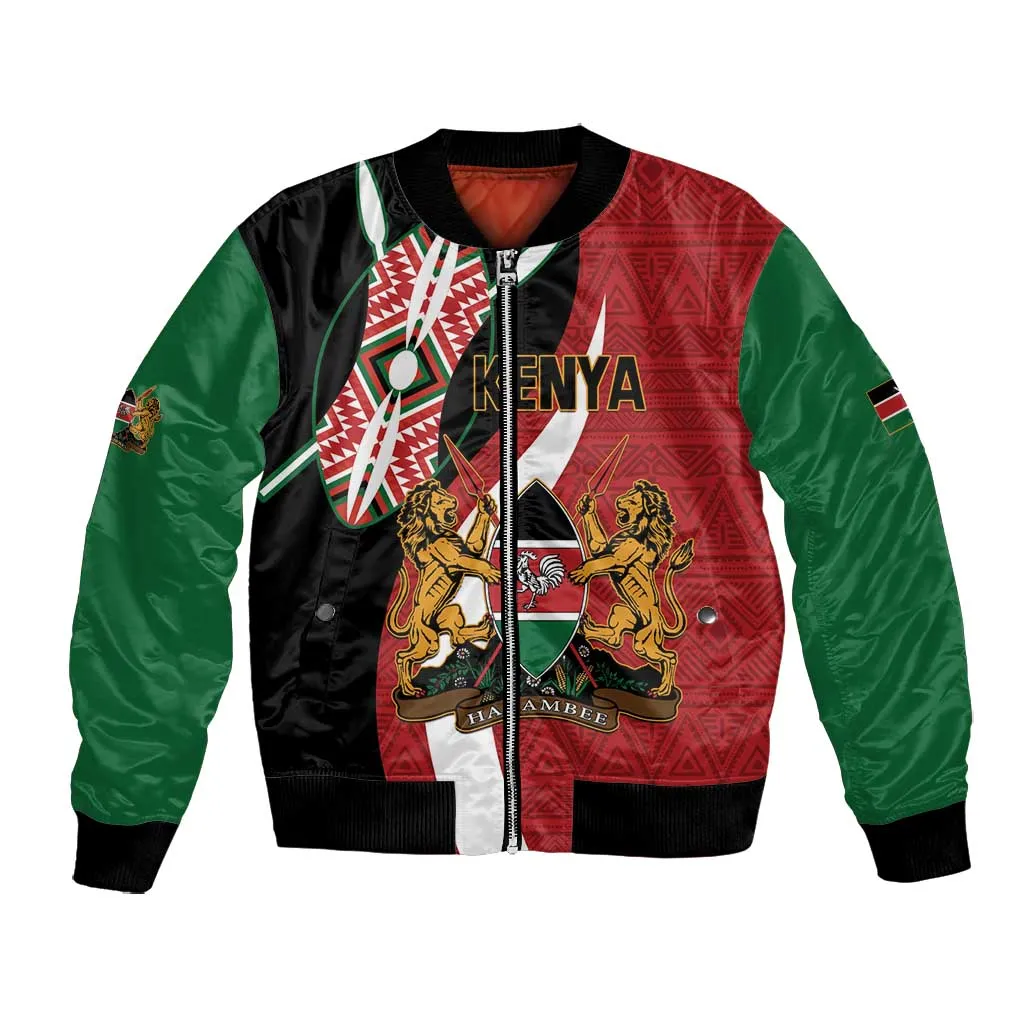 Custom Kenya Football Bomber Jacket Maasai Shield Coat Of Arms Style LT14